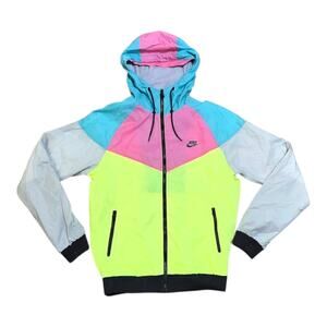 Nike Unisex Retro Neon Colorblock Windbreaker Zip Up Hoodie Jacket Size S